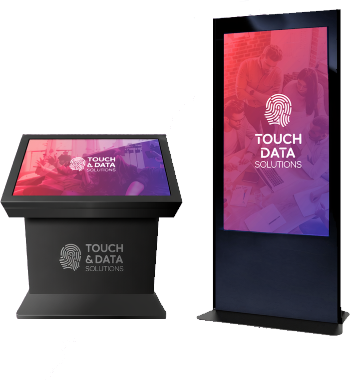 Tótem interactivo horizontal y tótem digital vertical de Touch Data en Colombia